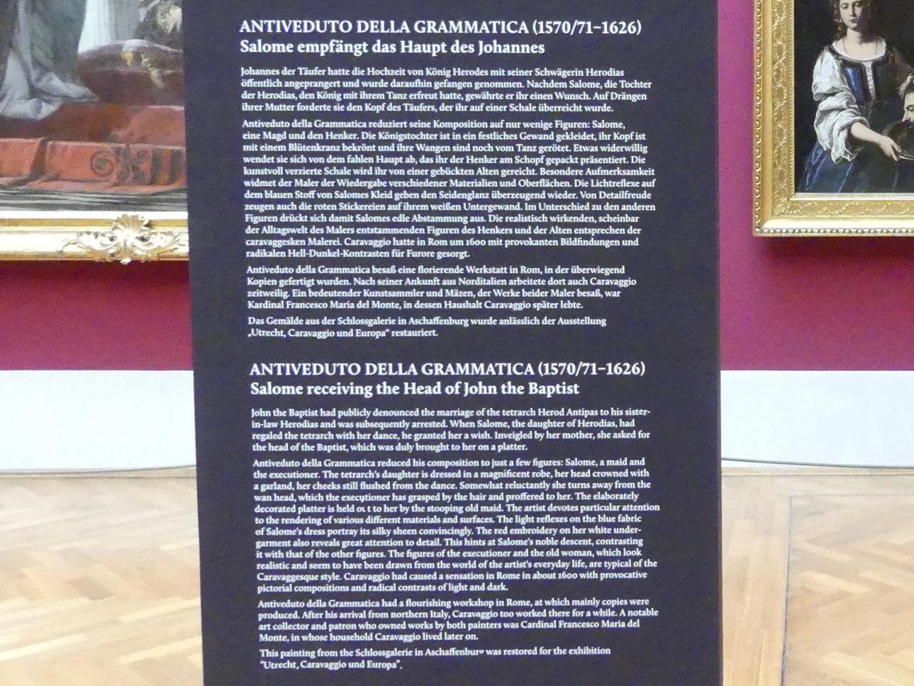 Antiveduto Gramatica (1611&ndash;1616), Salome empfängt das Haupt des Johannes, München, Alte Pinakothek, Obergeschoss Saal X, um 1616, Bild 2/3