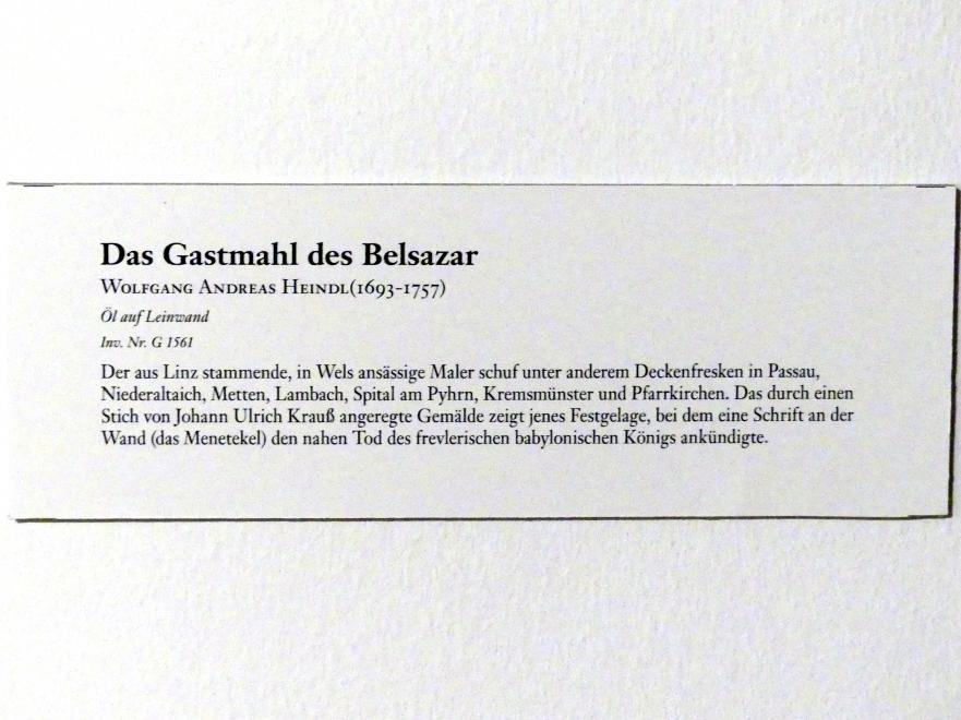 Wolfgang Andreas Heindl (Undatiert), Das Gastmahl des Belsazar, Linz, Oberösterreichisches Landesmuseum, Barockes Kunstgewerbe, Undatiert, Bild 2/2