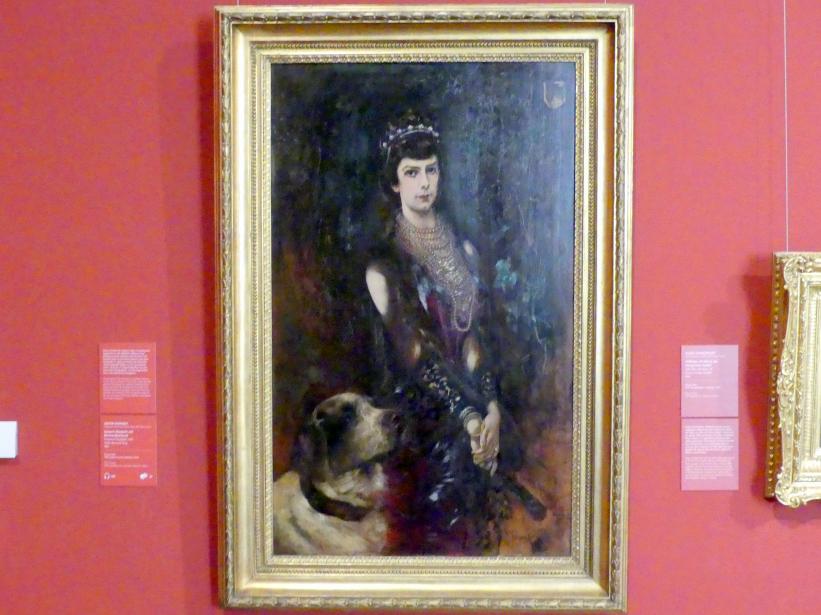 Anton Romako (1854–1883), Kaiserin Elisabeth mit Bernhardinerhund, Wien, Museum Oberes Belvedere, Saal 10, 1883