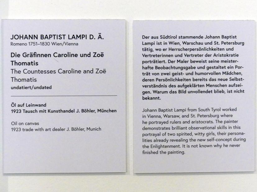 Johann Baptist Lampi der Ältere (1780&ndash;1809), Die Gräfinnen Caroline und Zoë  Thomatis, Wien, Museum Oberes Belvedere, Saal 12, Undatiert, Bild 2/2