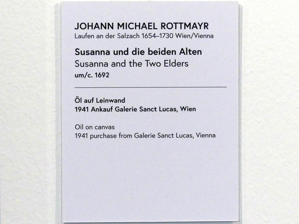 Johann Michael Rottmayr (1674–1730), Susanna und die beiden Alten, Wien, Museum Oberes Belvedere, Saal 16, um 1692, Bild 2/2