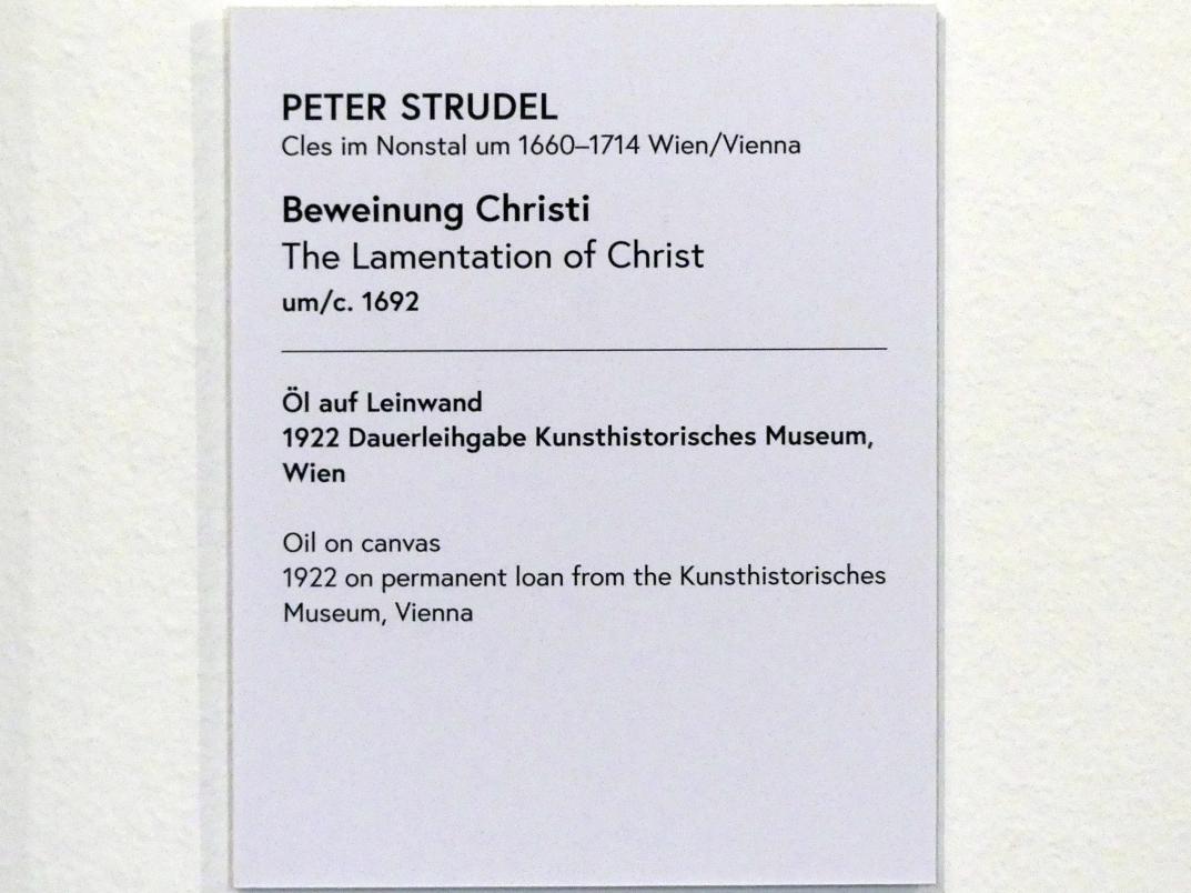 Peter Strudel (1692–1711), Beweinung Christi, Wien, Museum Oberes Belvedere, Saal 16, um 1692, Bild 2/2