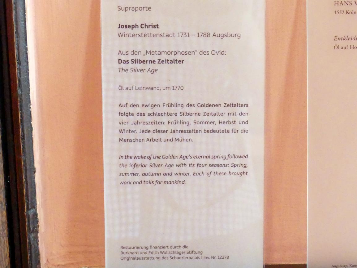 Joseph Christ (1770), Das Silberne Zeitalter, Augsburg, Deutsche Barockgalerie im Schaezlerpalais, Saal 12 - Meisterwerke des 17. und 18. Jahrhunderts, um 1770, Bild 2/2