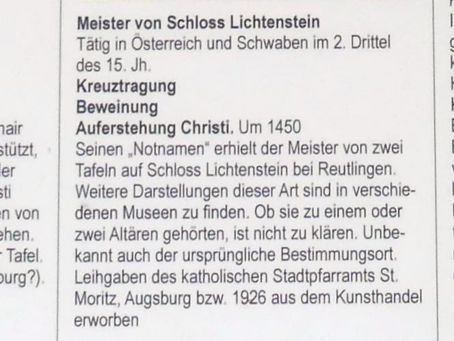 Meister von Schloss Lichtenstein (1445&ndash;1450), Beweinung, Augsburg, Staatsgalerie in der ehem. Katharinenkirche, Saal 1, um 1450, Bild 3/3