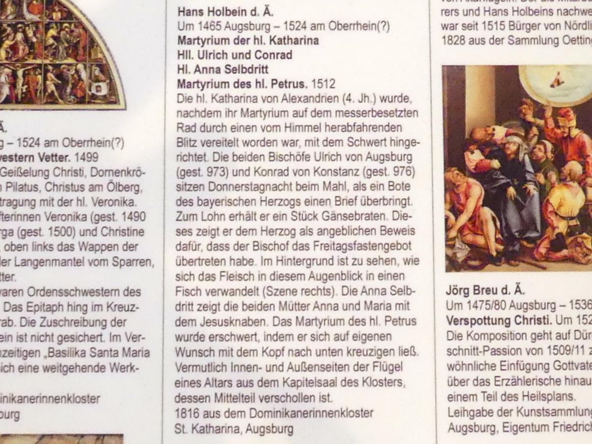 Hans Holbein der Ältere (1493&ndash;1520), Martyrium des hl. Petrus, Augsburg, ehem. Dominikanerinnenkloster St. Katharina (Kirche 1830 zerstört), jetzt Augsburg, Staatsgalerie in der ehem. Katharinenkirche, Saal 4, 1512, Bild 3/3