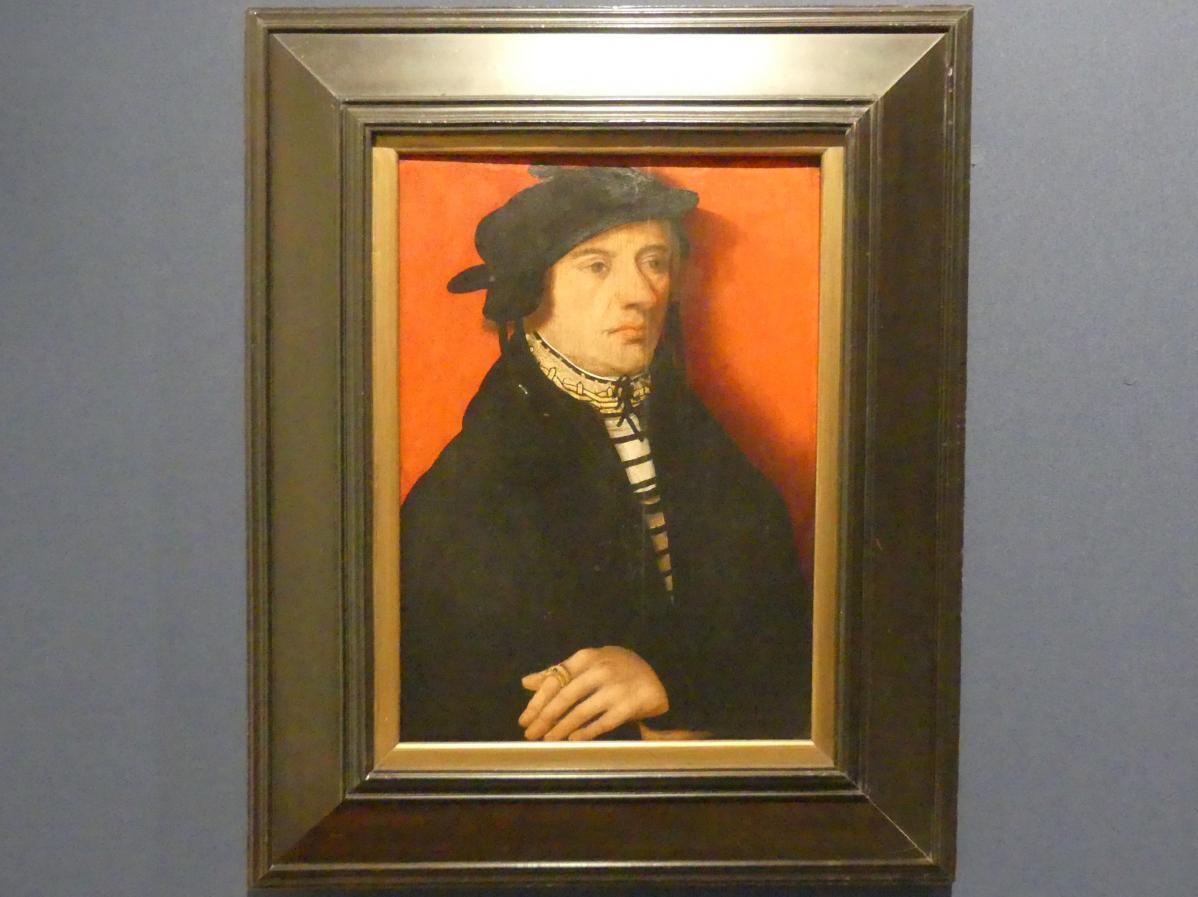 Martin Schaffner (Umkreis) (1512), Brustbild eines Mannes vor rotem Hintergrund, Schwäbisch Hall, Johanniterkirche, Alte Meister in der Sammlung Würth, um 1510&ndash;1515