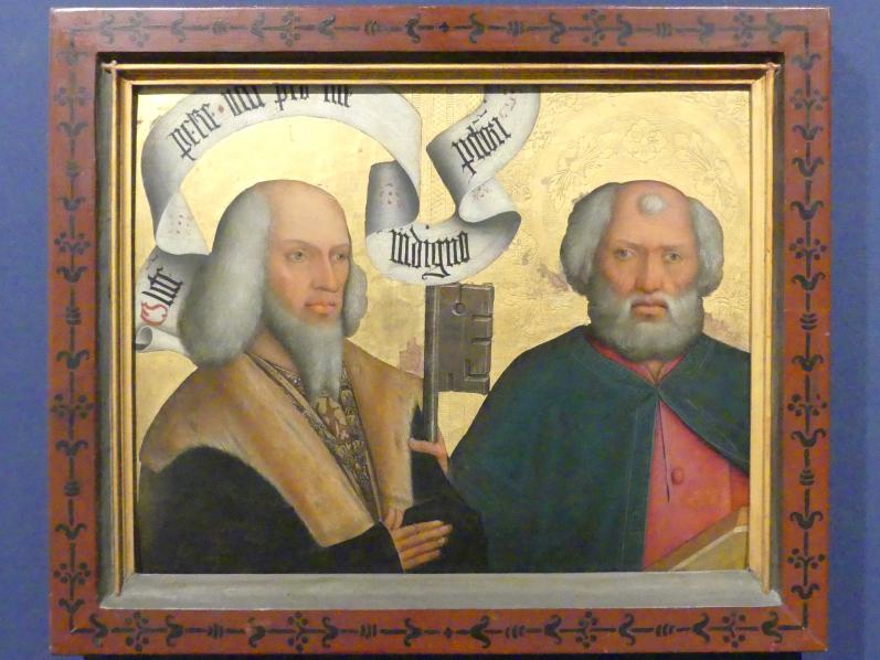 Bartholomäus Zeitblom (Werkstatt) (1490&ndash;1500), Bildnis des Freiherrn Peter von Hewen mit dem Heiligen Petrus, seinem Schutzpatron, Schwäbisch Hall, Johanniterkirche, Alte Meister in der Sammlung Würth, um 1495