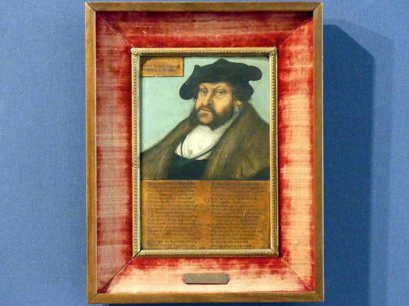 Lucas Cranach der Ältere (Werkstatt) (1515&ndash;1550), Bildnis des Kurfürsten Johann I. des Beständigen von Sachsen, Schwäbisch Hall, Johanniterkirche, Alte Meister in der Sammlung Würth, um 1533