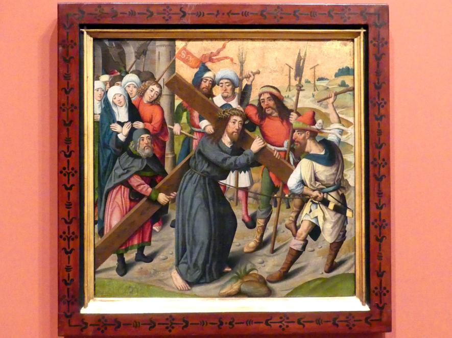 Meister des Aachener Marienlebens (Meister der Aachener Schranktüren) (Umkreis) (1490), Die Kreuztragung Christi, Schwäbisch Hall, Johanniterkirche, Alte Meister in der Sammlung Würth, um 1490
