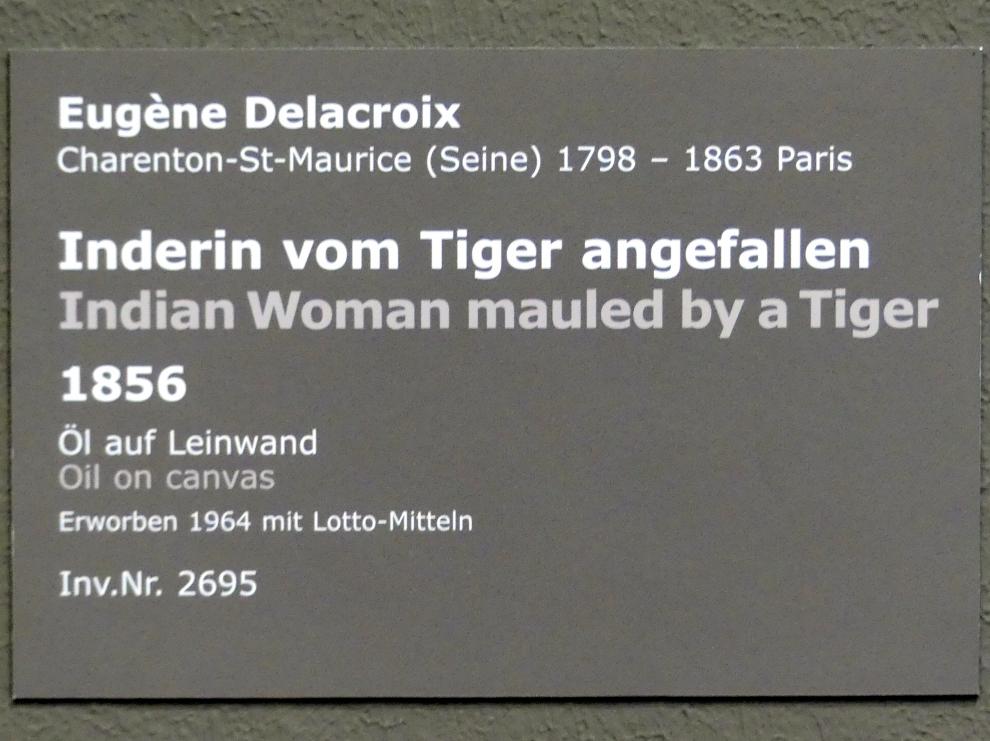 Eugène Delacroix (1820&ndash;1862), Inderin vom Tiger angefallen, Stuttgart, Staatsgalerie, Europäische Malerei und Skulptur 5, 1856, Bild 2/2