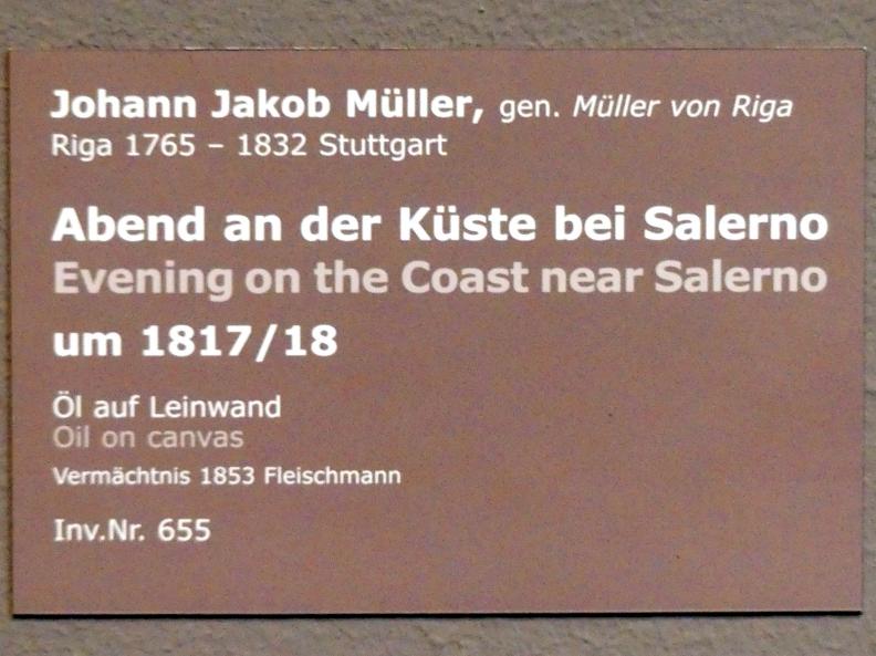 Johann Jakob Müller (1805&ndash;1817), Abend an der Küste bei Salerno, Stuttgart, Staatsgalerie, Europäische Malerei und Skulptur 9, 1817&ndash;1818, Bild 2/2