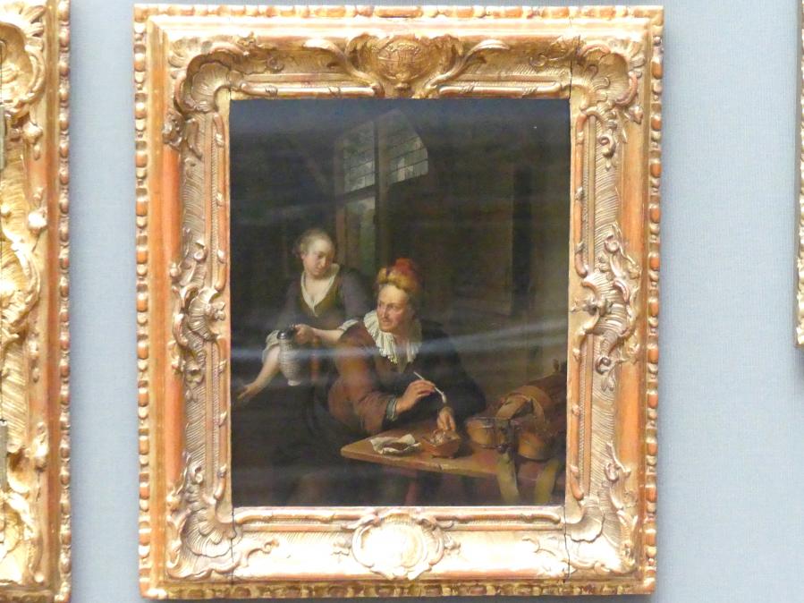 Willem van Mieris (1699&ndash;1715), Leiermann und Schenkmädchen, Dresden, Gemäldegalerie Alte Meister, 2. OG: Niederländische Genremalerei, 1706