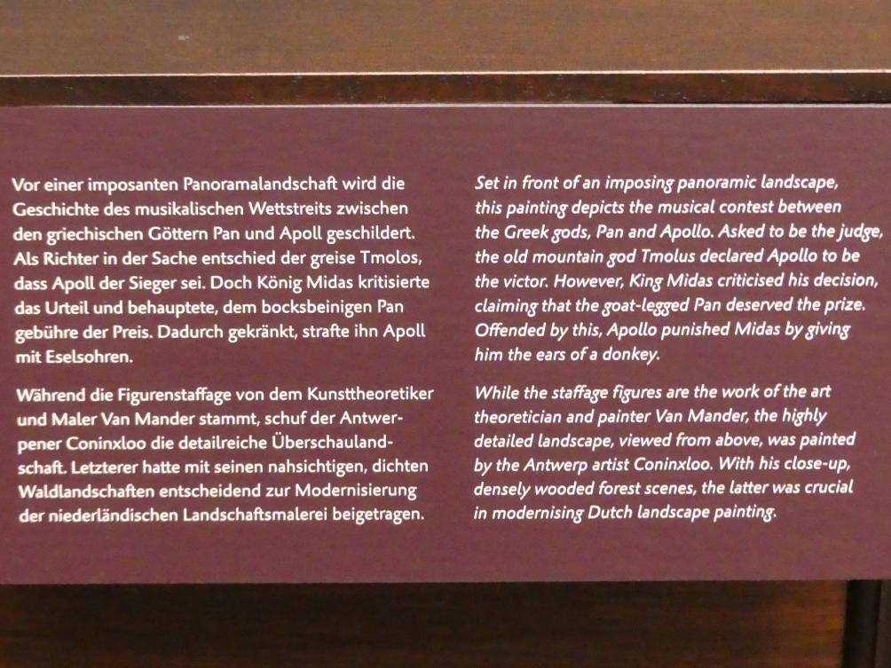 Gillis van Coninxloo (1598–1604), Landschaft mit dem Urteil des Midas, Dresden, Gemäldegalerie Alte Meister, 1. OG: Niederländische Malerei 17. Jahrhundert, 1598, Bild 3/3