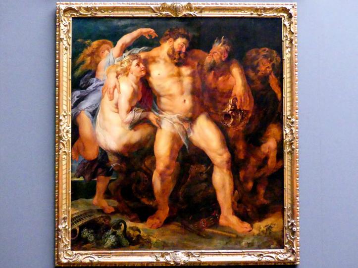 Peter Paul Rubens (1598–1640), Der trunkene Herkules, von einer Nymphe und einem Satyrn geführt, Dresden, Gemäldegalerie Alte Meister, 1. OG: Historienmalerei, um 1613–1614
