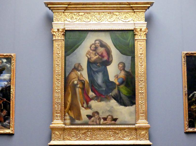 Raffael (Raffaello Sanzio da Urbino, Raffaello Santi) (1501&ndash;1519), Die Sixtinische Madonna, Piacenza, Kirche San Sisto, jetzt Dresden, Gemäldegalerie Alte Meister, 1. OG: Altäre, 1512&ndash;1513