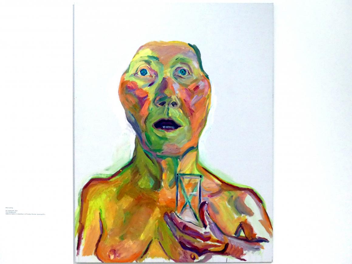 Maria Lassnig (1945–2011), Die Sanduhr, München, Lenbachhaus, Kunstbau, Ausstellung "BODY CHECK" vom 21.05.-15.09.2019, 2001