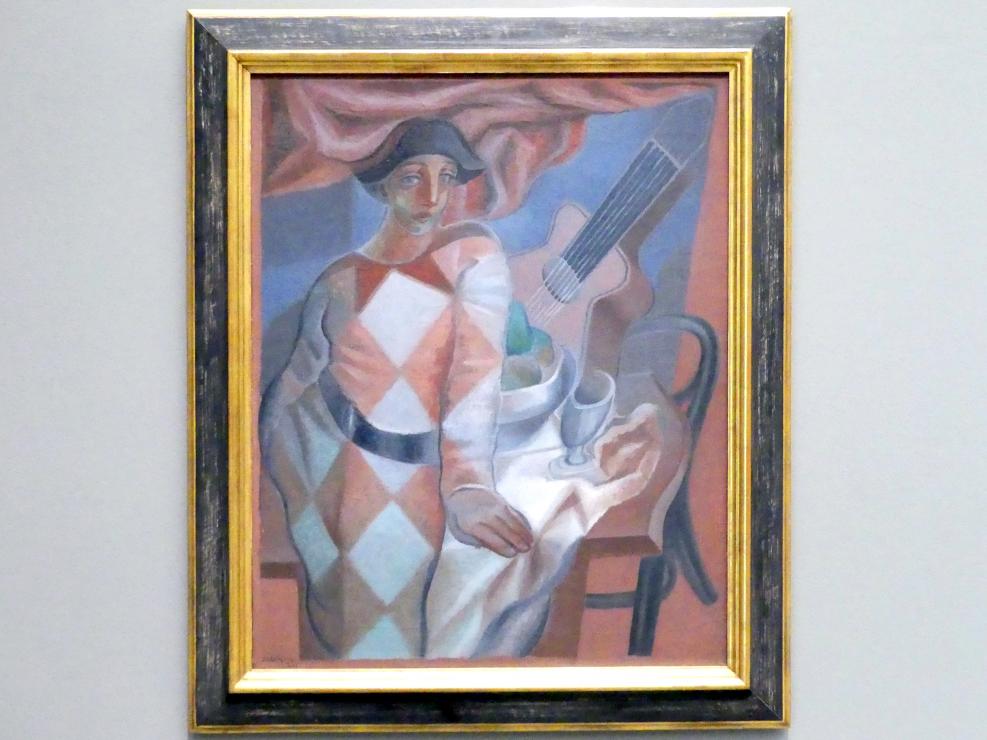 Juan Gris (1911&ndash;1926), Arlequin devant une table - Harlekin vor einem Tisch, München, Pinakothek der Moderne, Saal 5, 1924