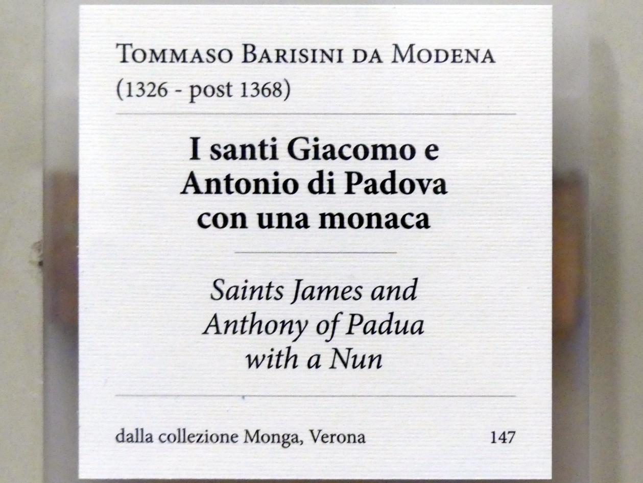 Tommaso da Modena (Tommaso Barisini) (1345&ndash;1360), Die Heiligen Jakobus und Antonius von Padua mit einer Nonne, Verona, Museo di Castelvecchio, Saal 9, 1360, Bild 2/2