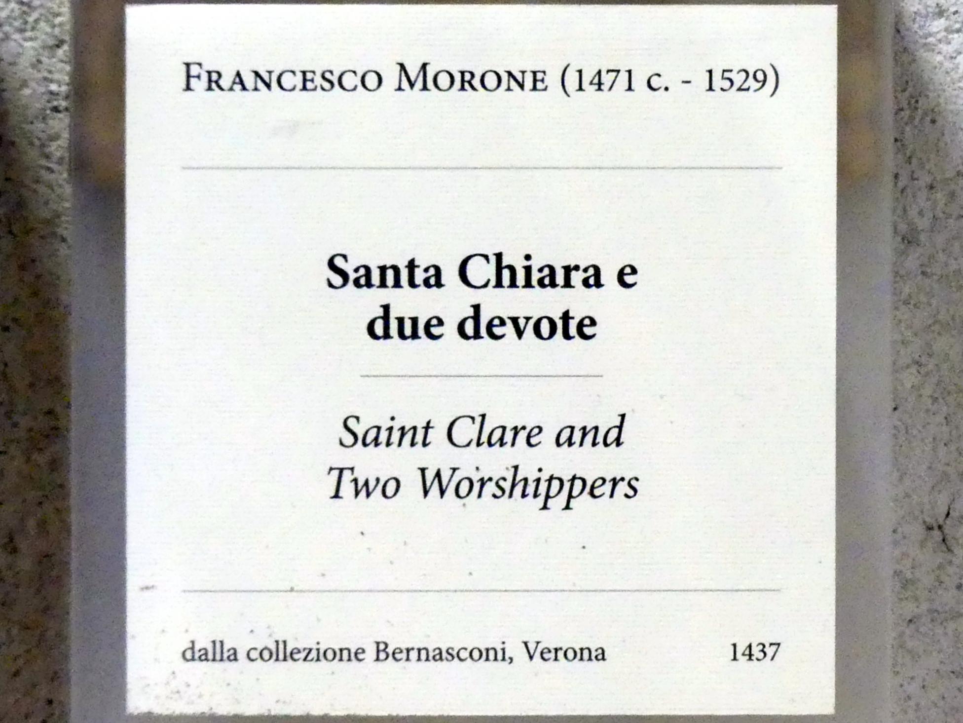 Francesco Morone (1515&ndash;1526), Die Heilige Klara und zwei Stifterinnen, Verona, Museo di Castelvecchio, Saal 14, Undatiert, Bild 2/2