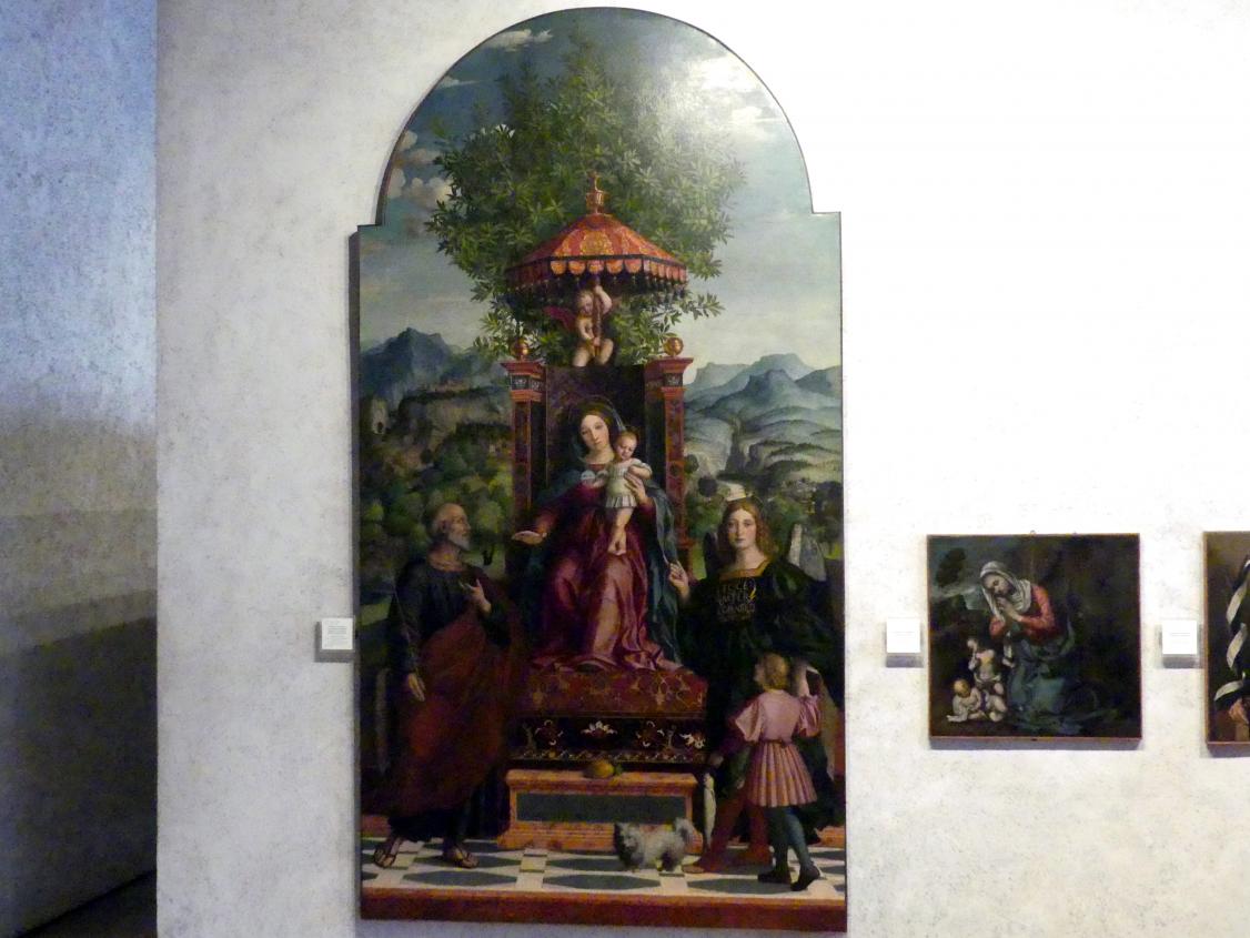 Girolamo dai Libri (1510–1530), Maria mit dem Sonnenschirm, Verona, chiesa di Santa Maria della Vittoria Nuova, jetzt Verona, Museo di Castelvecchio, Saal 21, 1530