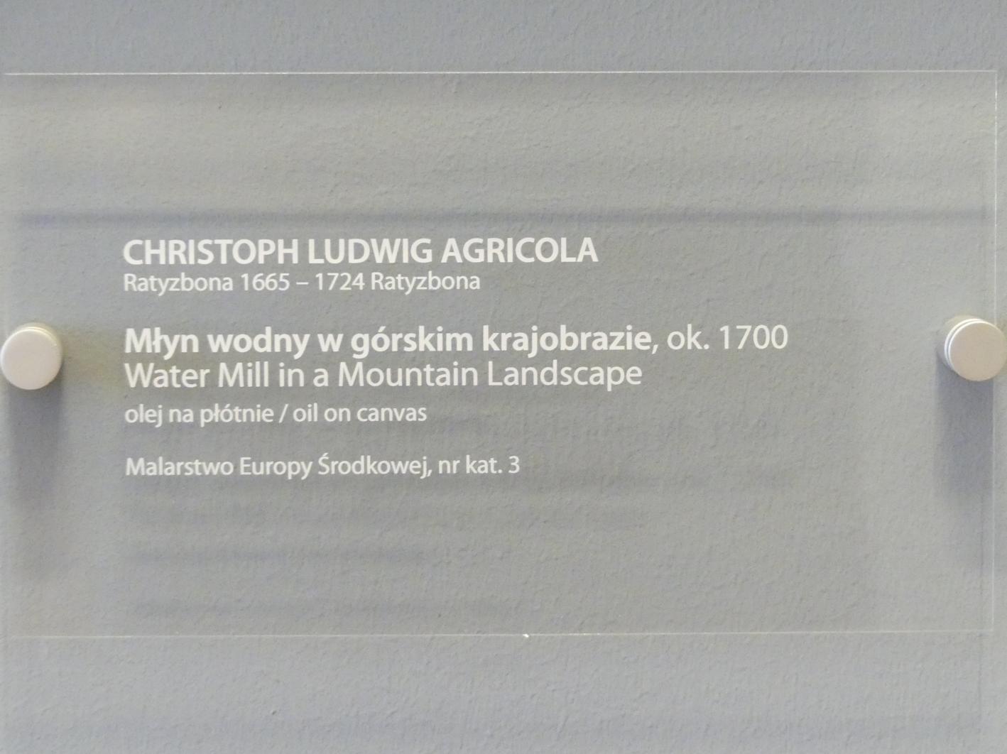 Christoph Ludwig Agricola (1692&ndash;1701), Wassermühle in einer Berglandschaft, Breslau, Nationalmuseum, 2. OG, europäische Kunst 15.-20. Jhd., Saal 10, um 1700, Bild 2/2