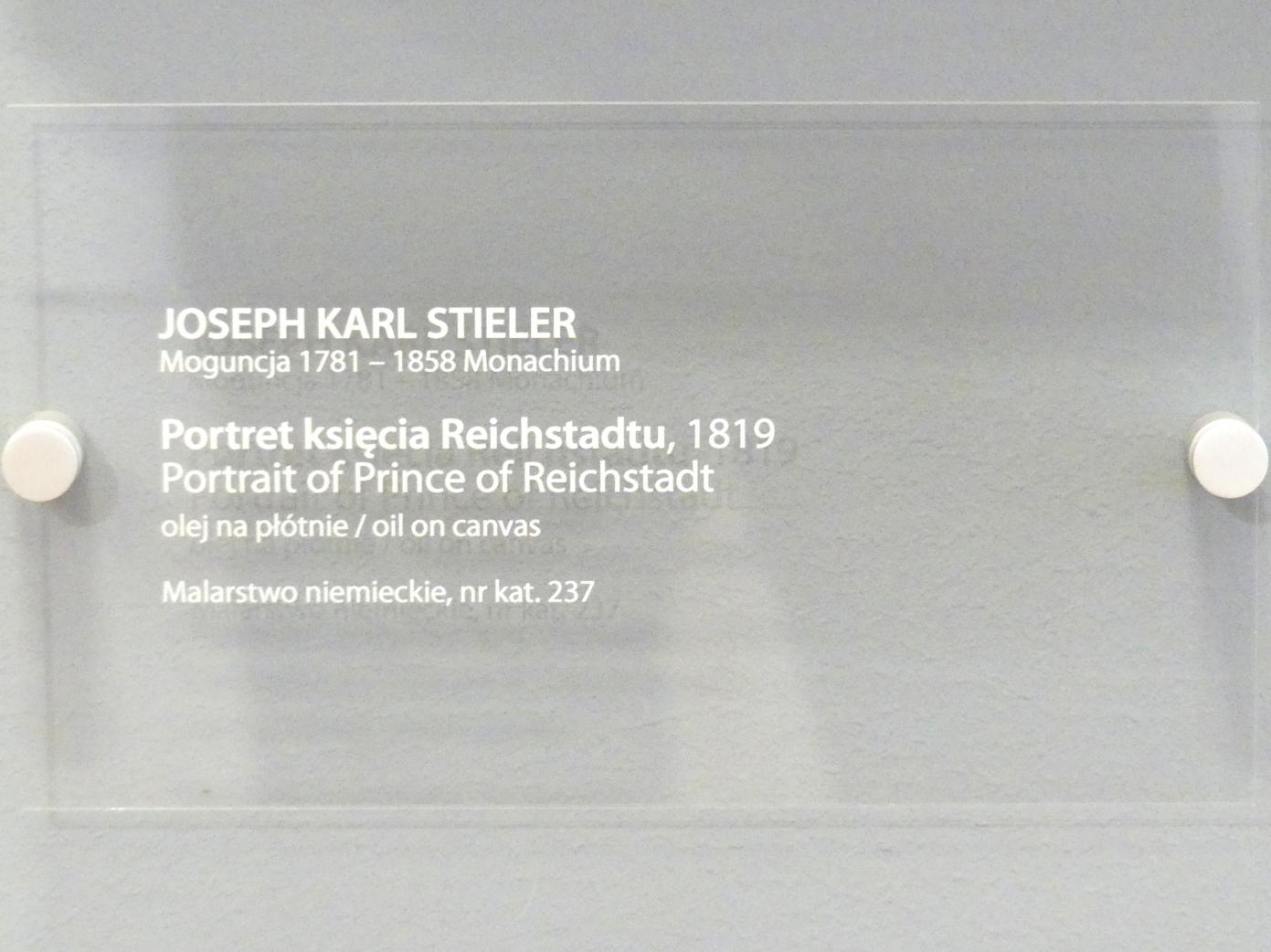 Joseph Karl Stieler (1819&ndash;1856), Porträt des Napoleon Franz Bonaparte (1811-1832), Herzog von Reichstadt (1818-1832), Breslau, Nationalmuseum, 2. OG, europäische Kunst 15.-20. Jhd., Saal 13, 1819, Bild 2/2