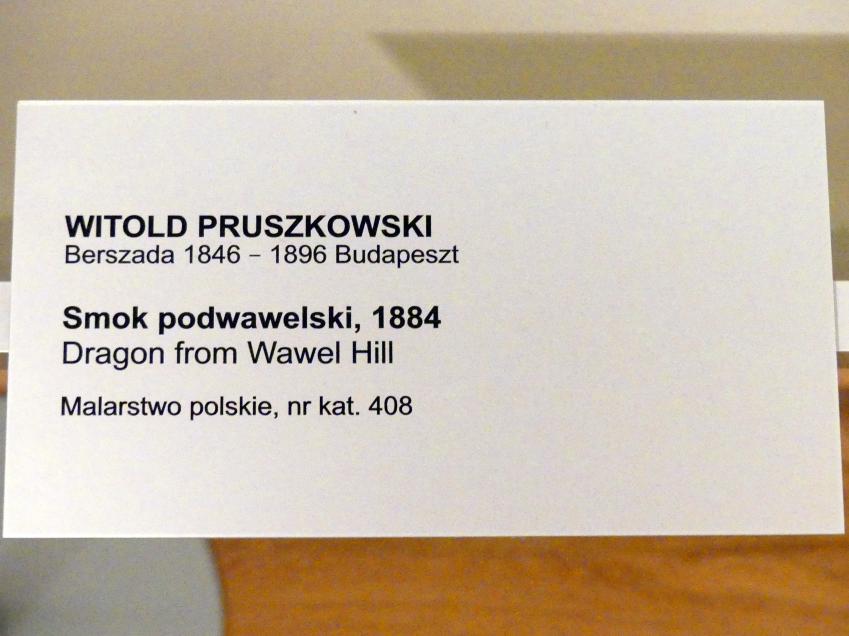 Witold Pruszkowski (1879&ndash;1892), Der Drache vom Wawel-Hügel, Breslau, Nationalmuseum, 1. OG, schlesische Kunst 17.-19. Jhd., Saal 8, 1884, Bild 2/2