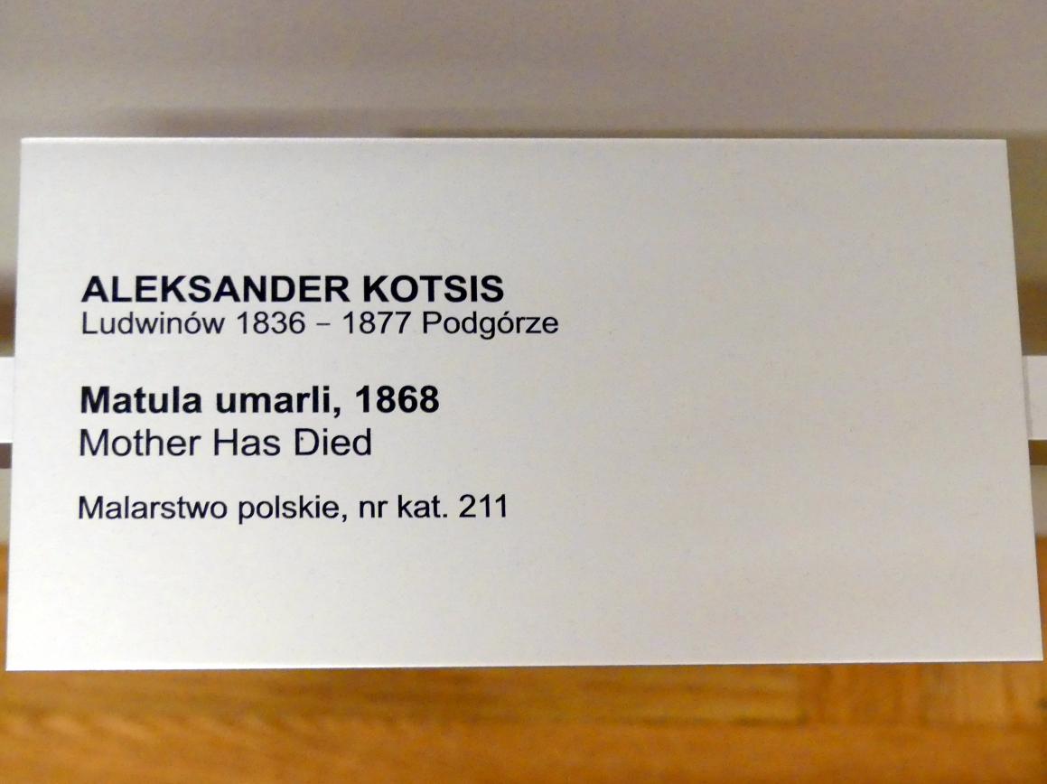Aleksander Kotsis (1868–1869), Mutter ist gestorben, Breslau, Nationalmuseum, 1. OG, schlesische Kunst 17.-19. Jhd., Saal 9, 1868, Bild 2/2