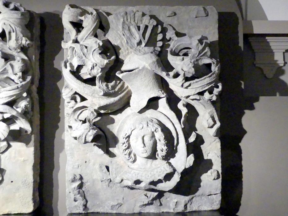Kartusche mit dem Wappen des Breslauer Stadtrats, Breslau, ehem. Nikolaustor, jetzt Breslau, Nationalmuseum, 1. OG, schlesische Steinskulptur 12.-16. Jhd.,, 1490&ndash;1503