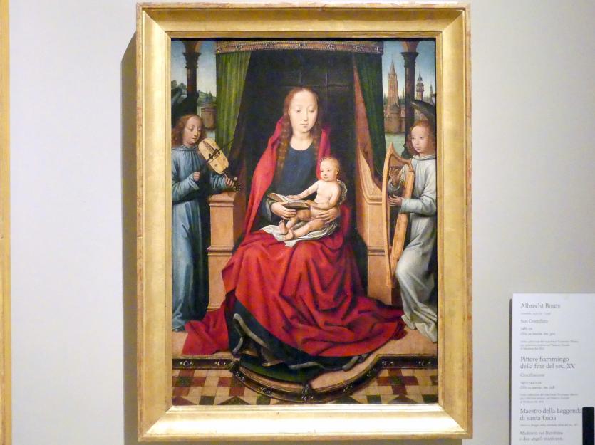 Meister der Lucialegende (1475&ndash;1485), Maria mit Kind und zwei musizierenden Engeln, Modena, Galleria Estense, Saal 7, um 1485