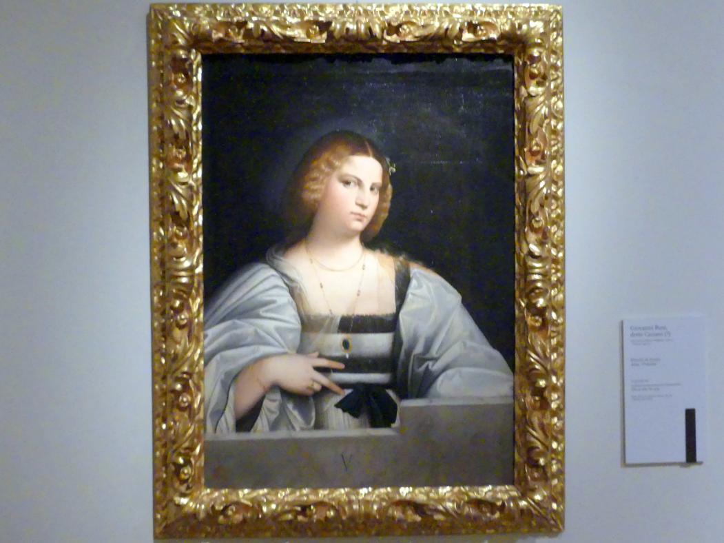 Giovanni Cariani (Giovanni Busi) (1515&ndash;1540), Porträt einer Frau namens Violante, Modena, Galleria Estense, Saal 8, um 1515&ndash;1520