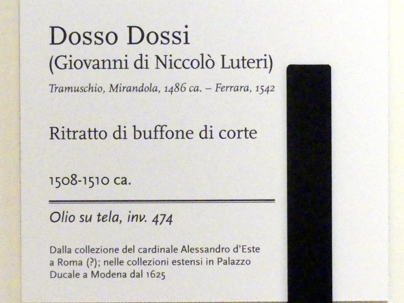 Giovanni Luteri (Dosso Dossi) (1509&ndash;1540), Porträt eines Hofnarrs, Modena, Galleria Estense, Saal 12, um 1508&ndash;1510, Bild 2/2
