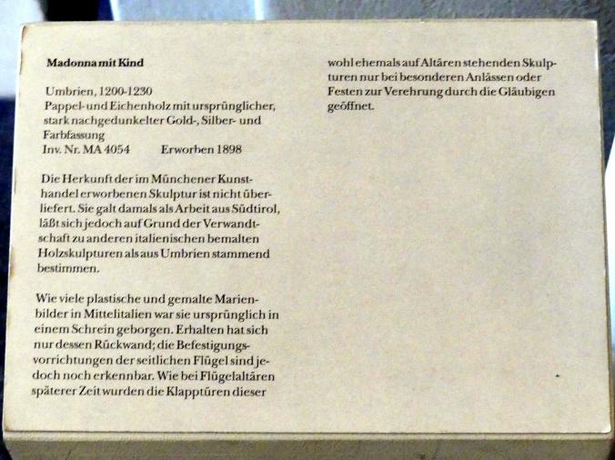 Madonna mit Kind, München, Bayerisches Nationalmuseum, Saal 1, 1200&ndash;1230, Bild 3/3