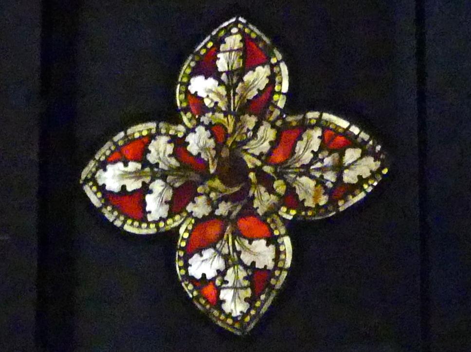 Vierpaßscheibe, Regensburg, ehem. Franziskanerkloster St. Salvator, heute Museum, jetzt München, Bayerisches Nationalmuseum, Saal 3, um 1350