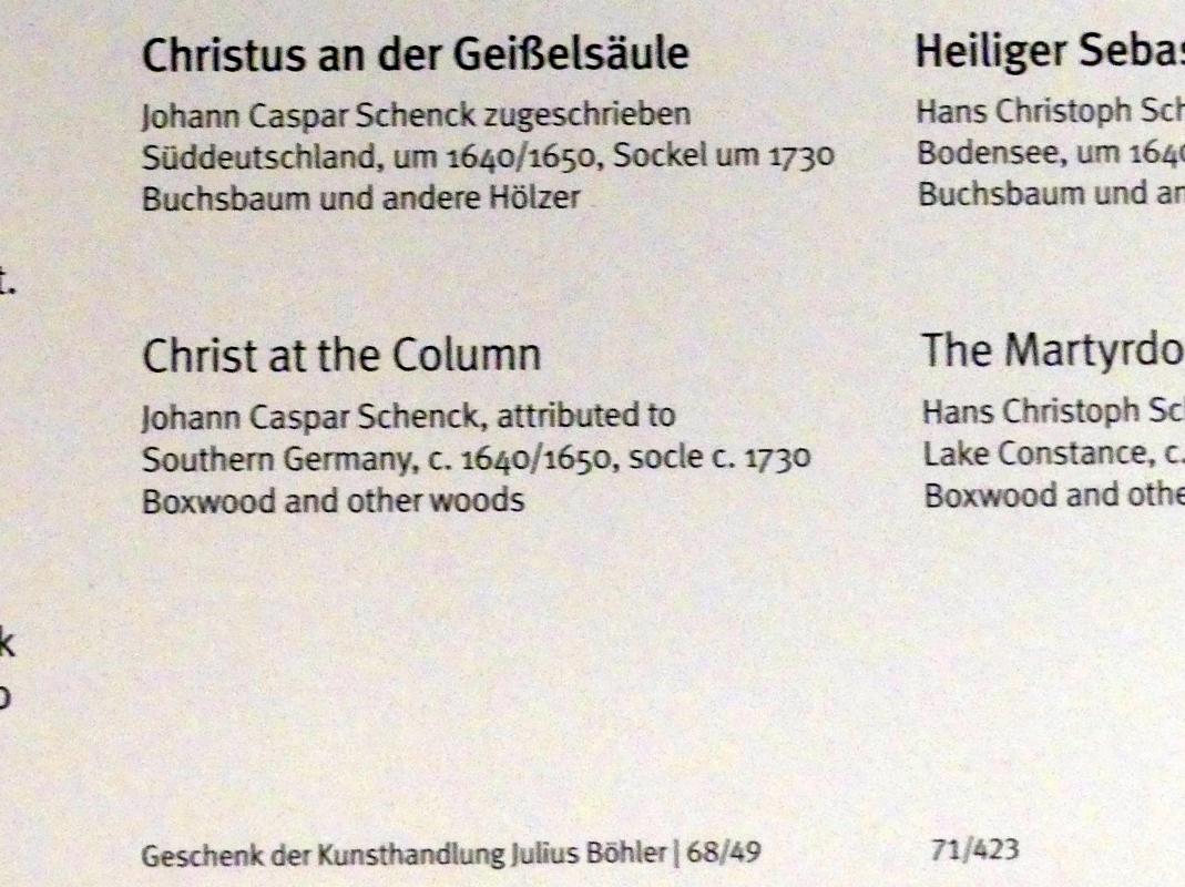 Johann Caspar Schenck (1645), Christus an der Geißelsäule, München, Bayerisches Nationalmuseum, Saal 40, um 1640&ndash;1650, Bild 2/4