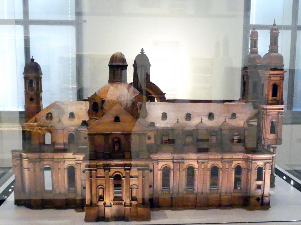 Modell der Abteikirche Münsterschwarzach, Münsterschwarzach, Benediktinerabtei, jetzt München, Bayerisches Nationalmuseum, Saal 45, 1726–1727