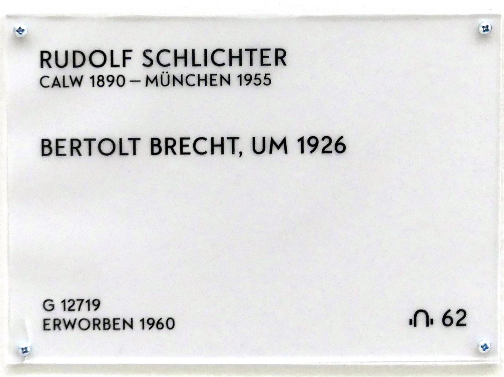 Rudolf Schlichter (1926–1928), Bertold Brecht, München, Lenbachhaus, Saal 28, um 1926, Bild 2/2