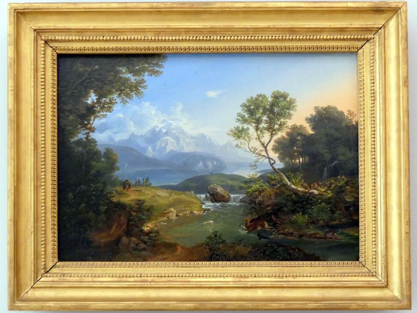 Carl Rottmann (1823–1849), Hirschjagd am Hintersee bei Berchtesgaden, München, Lenbachhaus, Saal 23, 1823