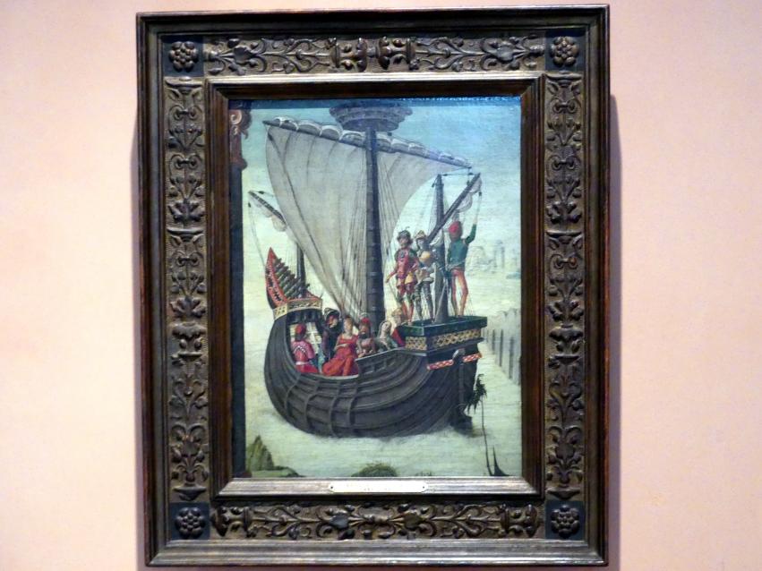Ercole de’ Roberti (1473–1496), Die Argonauten verlassen Kolchis, Madrid, Museo Thyssen-Bornemisza, Saal 4, italienische Malerei des 15. Jahrhunderts, um 1480