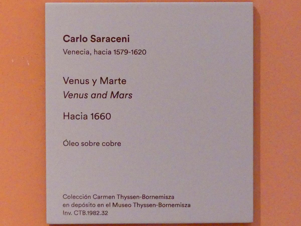 Carlo Saraceni (1598&ndash;1617), Venus und Mars, Madrid, Museo Thyssen-Bornemisza, Saal A, italienische Malerei des 17. Jahrhunderts, um 1600, Bild 2/2