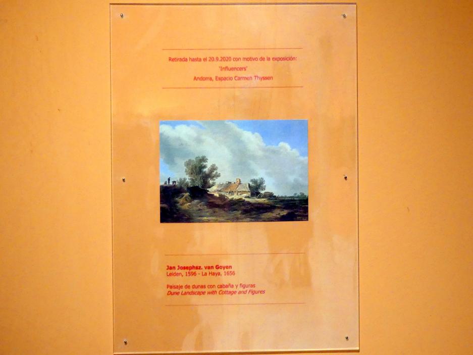 Jan van Goyen (1621&ndash;1657), Dünenlandschaft mit Hütte und Figuren, Madrid, Museo Thyssen-Bornemisza, Saal B, flämische und niederländische Malerei des 17. Jahrhunderts, 1629