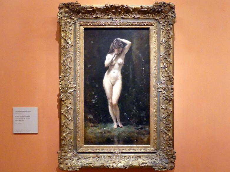 Jean-Baptiste Camille Corot (1823&ndash;1874), Die badende Diana (Der Springbrunnen), Madrid, Museo Thyssen-Bornemisza, Saal G, europäische Malerei des 19. Jahrhunderts, um 1869&ndash;1870