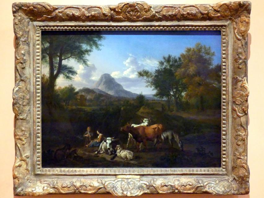 Adriaen van de Velde (1658–1668), Hirtenszene, Madrid, Museo Thyssen-Bornemisza, Saal 25, niederländische Malerei des 16. Jahrhunderts, 1663