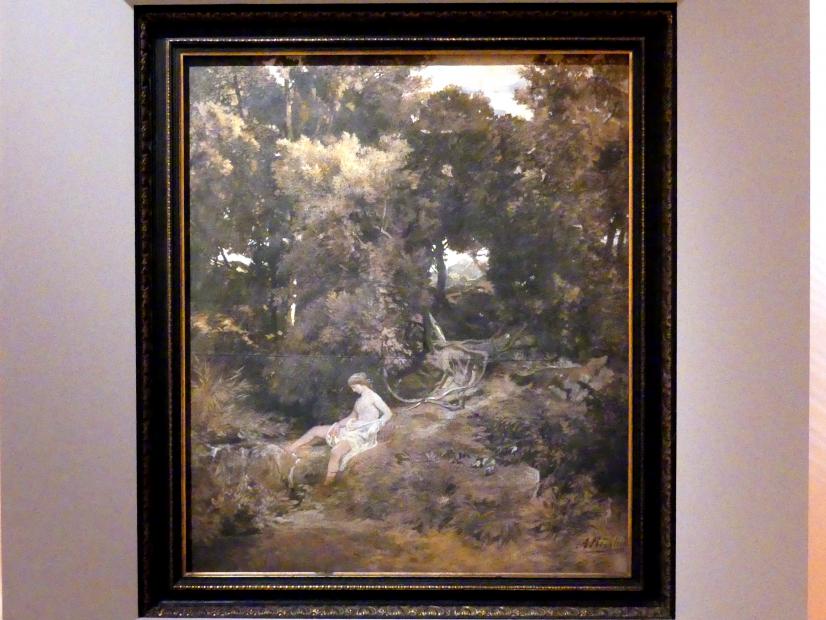 Arnold Böcklin (1851–1897), Eine Nymphe an der Quelle, Madrid, Museo Thyssen-Bornemisza, Saal 31, europäische Malerei des 19. Jahrhunderts, 1855