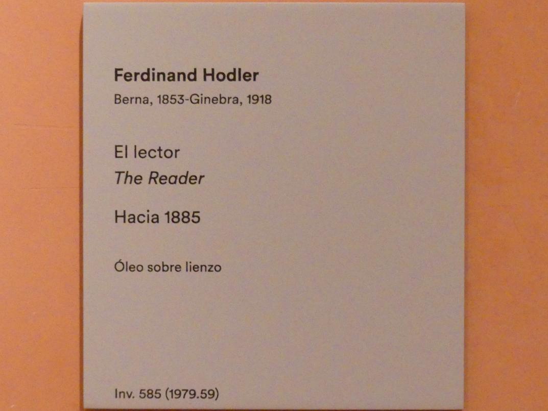 Ferdinand Hodler (1882&ndash;1915), Der Leser, Madrid, Museo Thyssen-Bornemisza, Saal 35. europäische Malerei der ersten Hälfte des 20. Jahrhunderts, um 1885, Bild 2/2