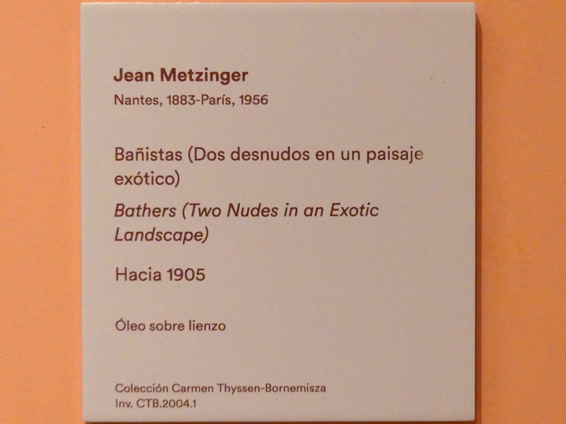 Jean Metzinger (1905–1917), Badende (Zwei Akte in einer exotischen Landschaft), Madrid, Museo Thyssen-Bornemisza, Saal N, europäische Malerei der ersten Hälfte des 20. Jahrhundert, um 1905, Bild 2/2