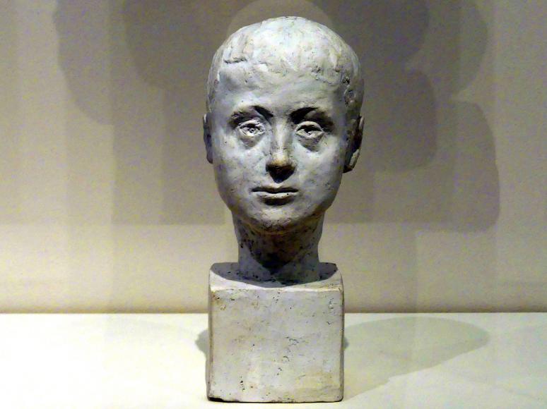 Alberto Giacometti (1914&ndash;1965), Büste Bruno Giacometti als Kind, Prag, Nationalgalerie im Messepalast, Ausstellung "Alberto Giacometti" vom 18.07.-01.12.2019, Familie, um 1917