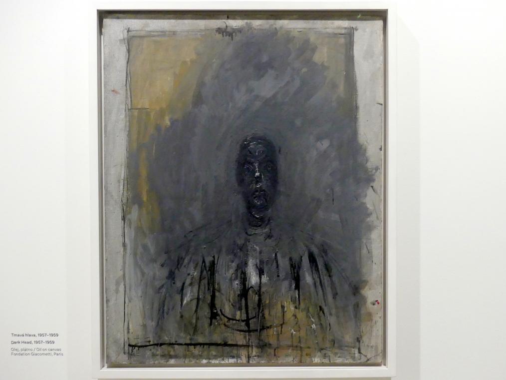 Alberto Giacometti (1914&ndash;1965), Dunkler Kopf, Prag, Nationalgalerie im Messepalast, Ausstellung "Alberto Giacometti" vom 18.07.-01.12.2019, Köpfe, 1957&ndash;1959