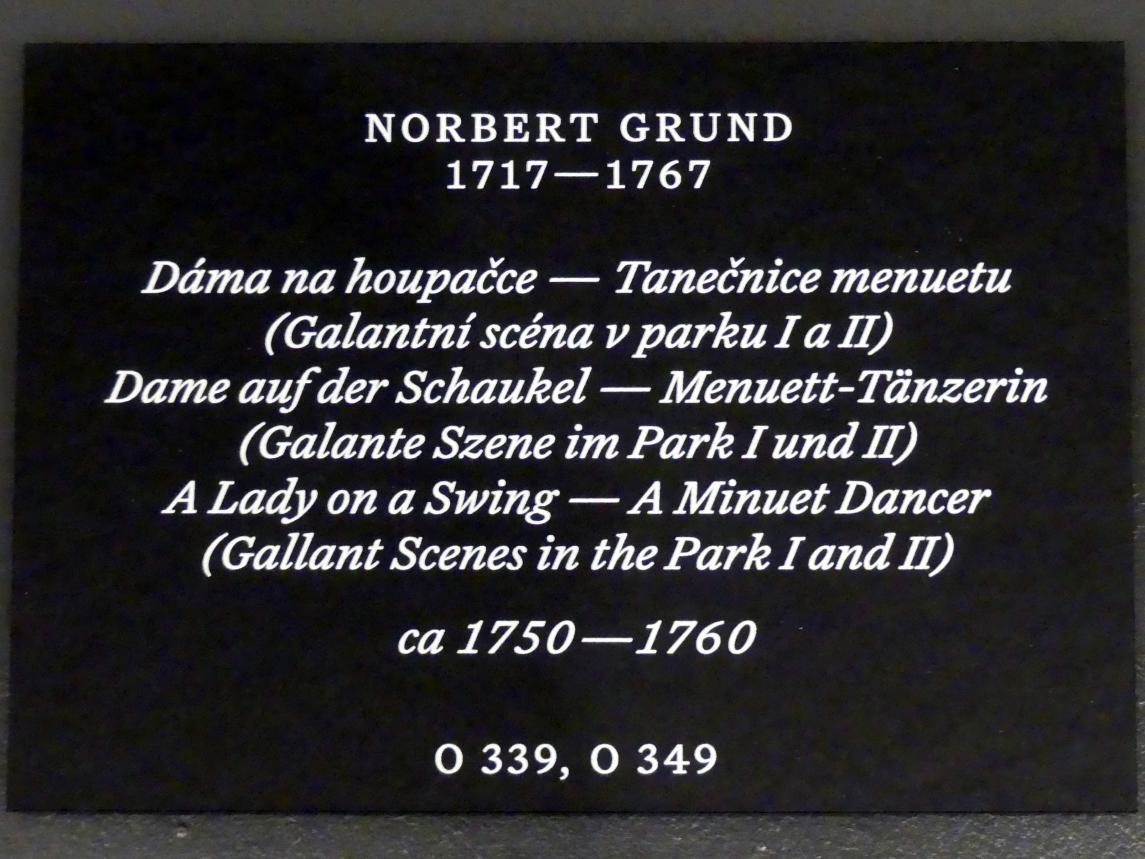 Norbert Grund (1751&ndash;1755), Menuett-Tänzerin (Galante Szene im Park II), Prag, Nationalgalerie im Palais Schwarzenberg, 1. Obergeschoss, Saal 2, um 1750&ndash;1760, Bild 2/2