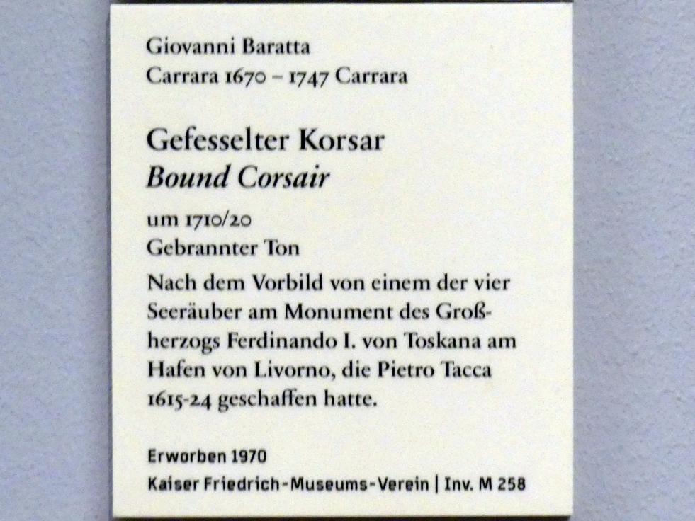 Giovanni Baratta (1715), Gefesselter Korsar, Berlin, Bode-Museum, Saal 131, um 1710&ndash;1720, Bild 4/4